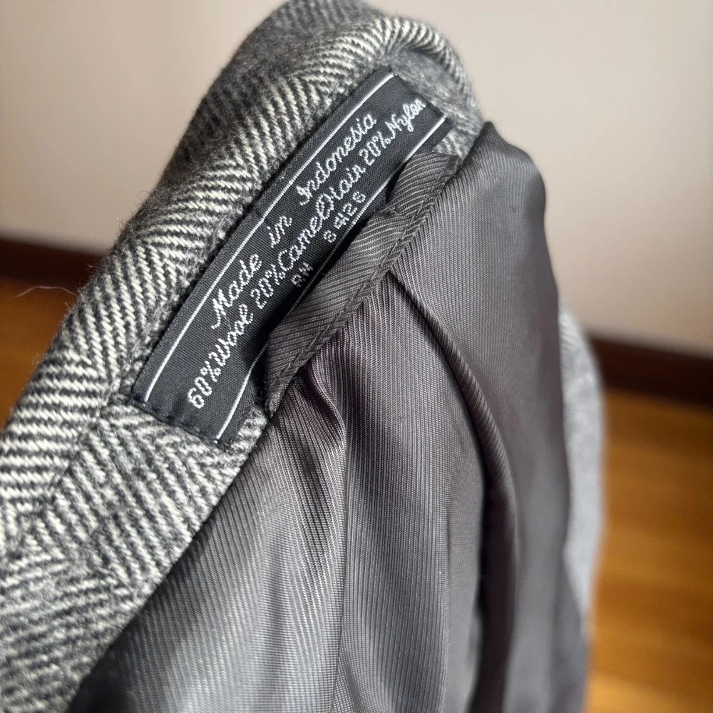 Bert Pulitzer Herringbone Wool Blazer Mens Sz 46R VTG Tweed Sport Coat Gray MINT